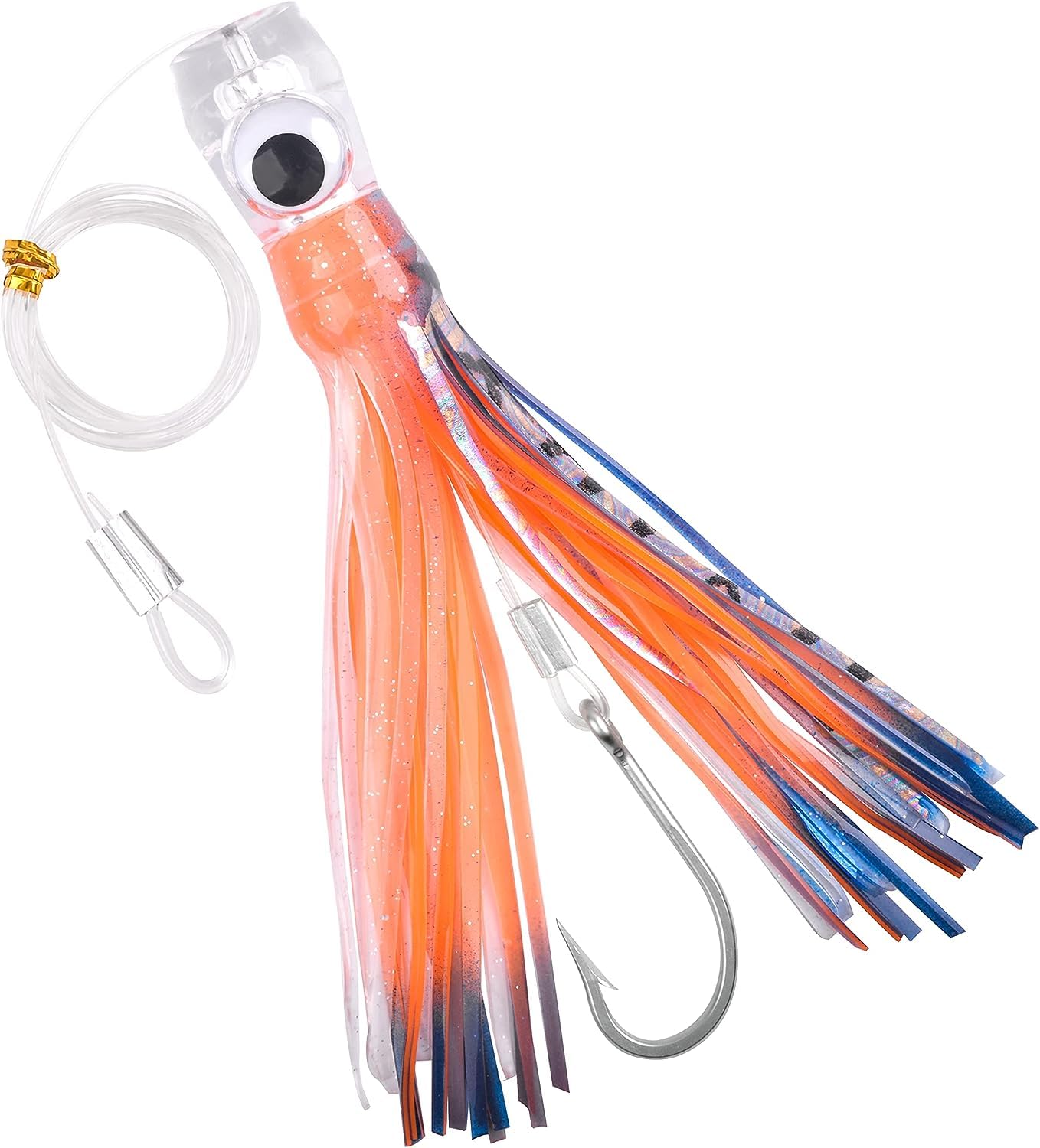 Saltwater Fishing Lures 6/9inch Trolling Lures for Marlin Mahi Tuna Dolphin Shark Big Game Deep Sea Fishing Baits Squid Skirts Rigged Hooks Ocean Gear Tackle