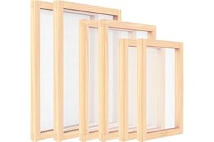 Caydo 6 Pieces 3 Size Wood Silk Screen Printing Frame with Mesh for Screen Printing, 10 x 14 Inch, 8 x 12 Inch, 6 x 10 Inch