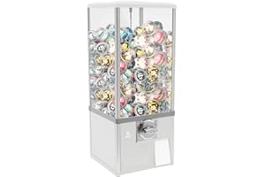 BJTDLLX Commercial Vending Machine, 25 Cent Coin Operated Metal Candy Dispenser Machine Candy Vending Machine Prize Machine for Game Rooms, Amusement Parks, Retail Stores - White