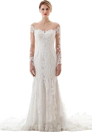 amazon long sleeve wedding dress
