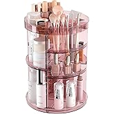 Jiavarry 360 Rotating Makeup Organizer with Lipstick Slots, 8 Adjustable Layers Spinning Skincare Organizers, Large Capacity
