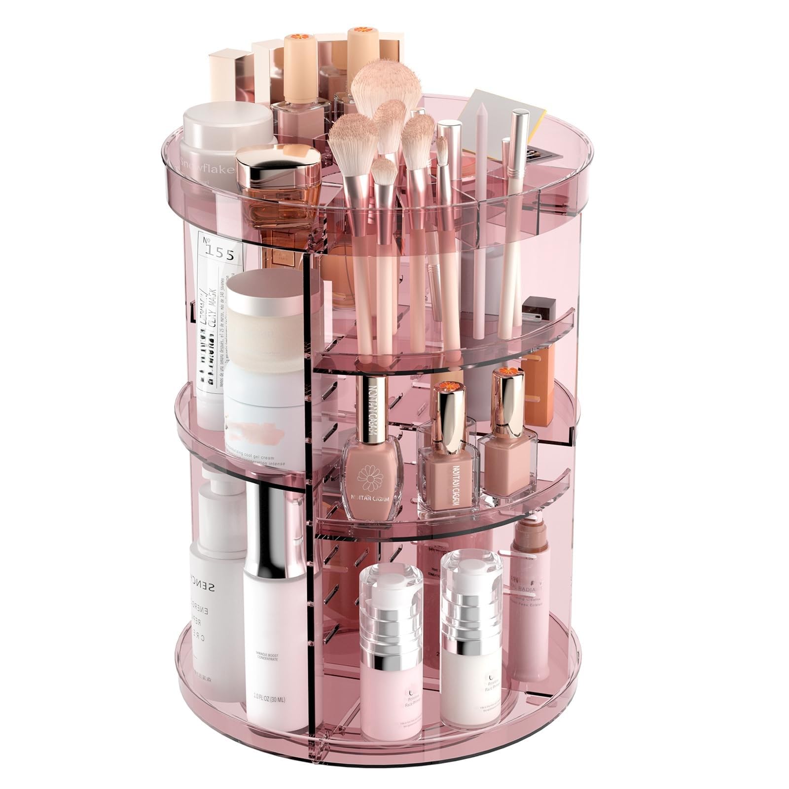 Photo 1 of Jiavarry 360 Rotating Makeup Organizer with Lipstick Slots, 8 Adjustable Layers Spinning Skincare Organizers, Large Capacity Desk Storage, Carousel Cosmetic Shelf for Vanity Bathroom Countertop