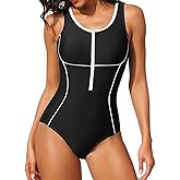 beautyin Womens One Piece Swimsuit Zip Up Athletic Bathing Suit Racerback Training Swimwear