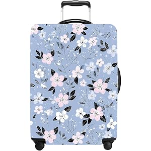 THISFIND Blue Floral Luggage Cover Washable Suitcase Protector Anti-Scratch,Stretchable Fit for 20-22Inch Luggage Durable Tra