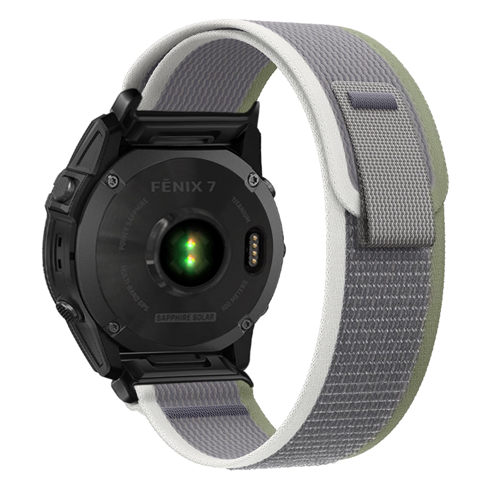 SumRioo QuickFit 22mm Watch Strap for Garmin Fenix 8/8 Solar 47mm/Fenix E/Fenix 7 Pro/Fenix 7/6 Pro/6/5 Plus/5, Nylon Trail Loop Band for Garmin Forerunner 965/955/945/935, Epix 2, Green/Gray — image 1