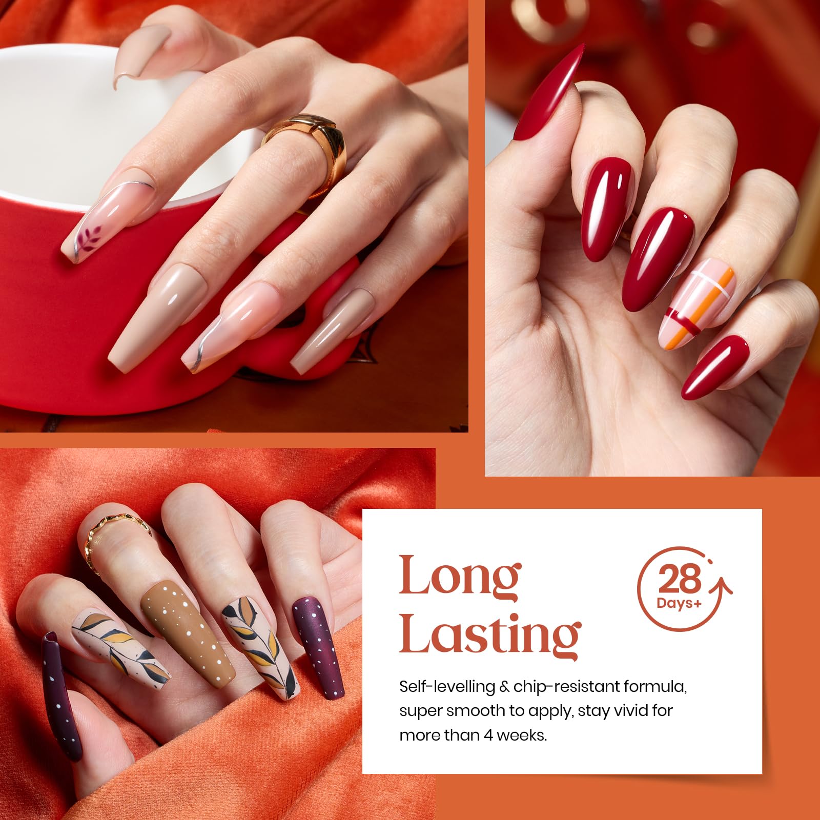 beetles Gel Polish Nail Set 20 Colors Cozy Campfire Collection Orange Yellow Green Brown Fall spring Gel Polish Set Soak Off Uv Lamp Need Base Glossy & Matte Top Coat Manicure Kit Gift for Girls - Image 5