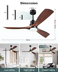 Forrovenco Ceiling Fans with Lights and Remote, 52