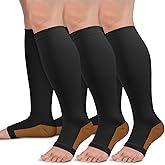 Sooverki Copper Compression Socks for Women & Men Open Toe 15-20mmHg is Best Support for Circulation Recovery All Day Wear