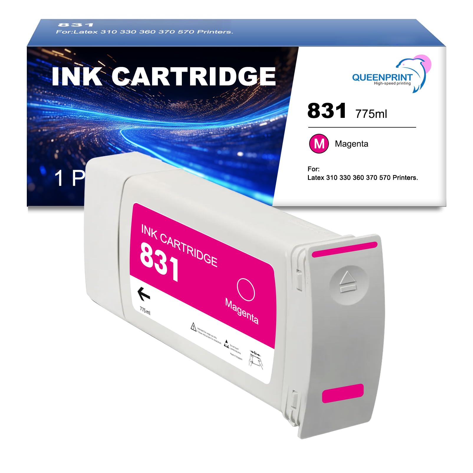 Photo 1 of Remanufactured 831 Magenta Ink Cartridge Replacements for HP 831 Magenta Ink Work for HP Latex 310 330 360 Printers