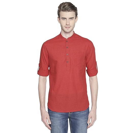 Men's cotton Kurta (110049625_ Red_ Xx-Large)