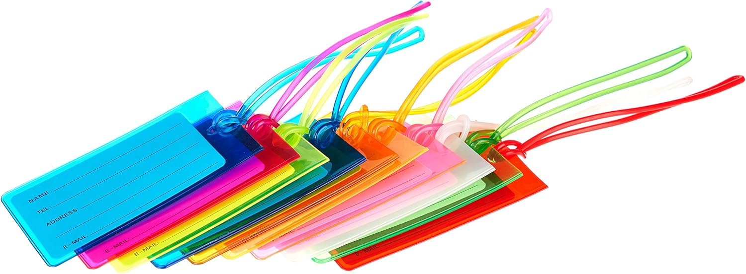 10 Pack Luggage Tag Suitcases Plastic Travel Bag & Baggage ID Label Tags (01 Mixed Colors): Clothing