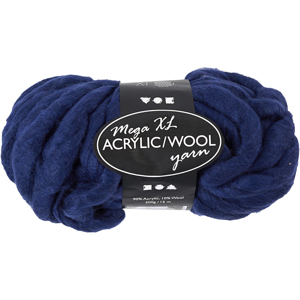 Chunky yarn of acrylic/wool, L 15 m, dark blue, mega, 300g Amazon.co