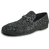 bravo! Men Dress Shoe Prom Slip-on Loafer Lace-up Oxford Cap Toe Metallic Glitter for Wedding Prom Black Blue Green Gold Pink Pewter Purple Silver Red