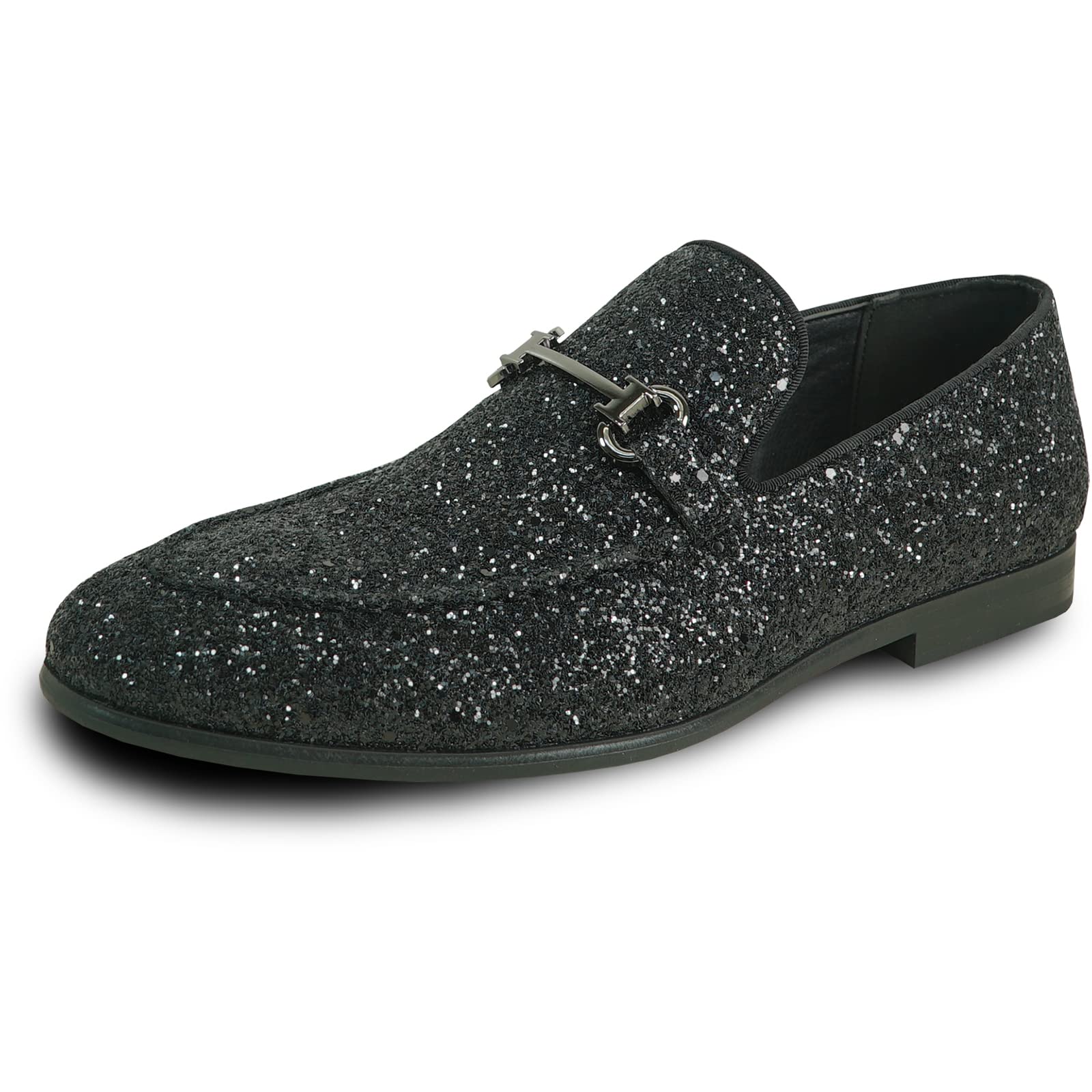bravo! Men Dress Shoe Prom-2 Slip-on Loafer Metallic Glitter for Wedding Prom Black 11M Image