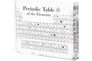 TINCINES Periodic Table with Real Elements Inside, Acrylic Periodic Table of Elements with 83 Real Samples, 6 Inch Real Periodic Table of Elements, Chemistry Gifts for Student, Teaching Tools Crafts Decor