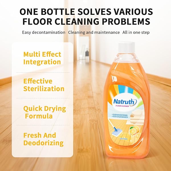 NATRUTH FLOOR CLEANER 500ML DEEP CLEAN STUBBORN DIRT AND GREASE MULTIPURPOSE LIGHT CITRUS FLOOR CLEANER STRIPLESS GLOSSY POLISHING AGENT FOR ALL TYPES OF CERAMIC TILE FLOORING