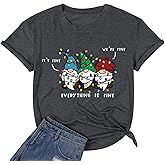 It's Fine We're Fine Shirt for Women - Christmas Gnomes Graphic Tee