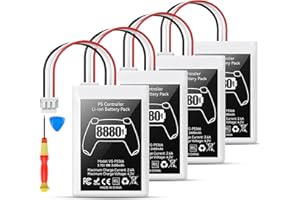 Kosker 4 Packs Controller Battery for PS5, 8880mWh High Capacity Controller Battery Replacement, Batteries Pack for Extended Gaming, Rechargeable Batteries Packs