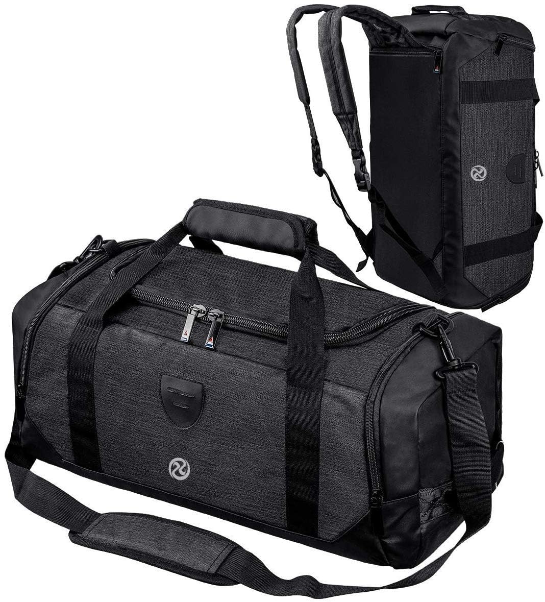 Cico Rider Gym Duffle Bag Backpack Waterproof Sports Duffel Bags Travel Weekender Bag for Men Women Overnight Bag with Shoes Compartment Black