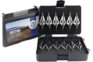 ARCTIRA 12Pcs Hunting Broadheads with Solid Case 3 Fixed Blades for Crossbow Bolts and Compound Bow Arrows Portable Broad Heads Box Archery Arrowheads for Adults