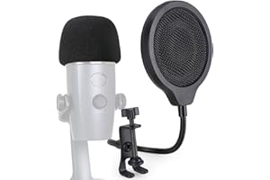 Yeti Nano Mic Pop Filter with Foam Winscreen - 4 Inch 3 Layers Microphone Wind Pop Screen Mask Shield and Foam Wind Cover For