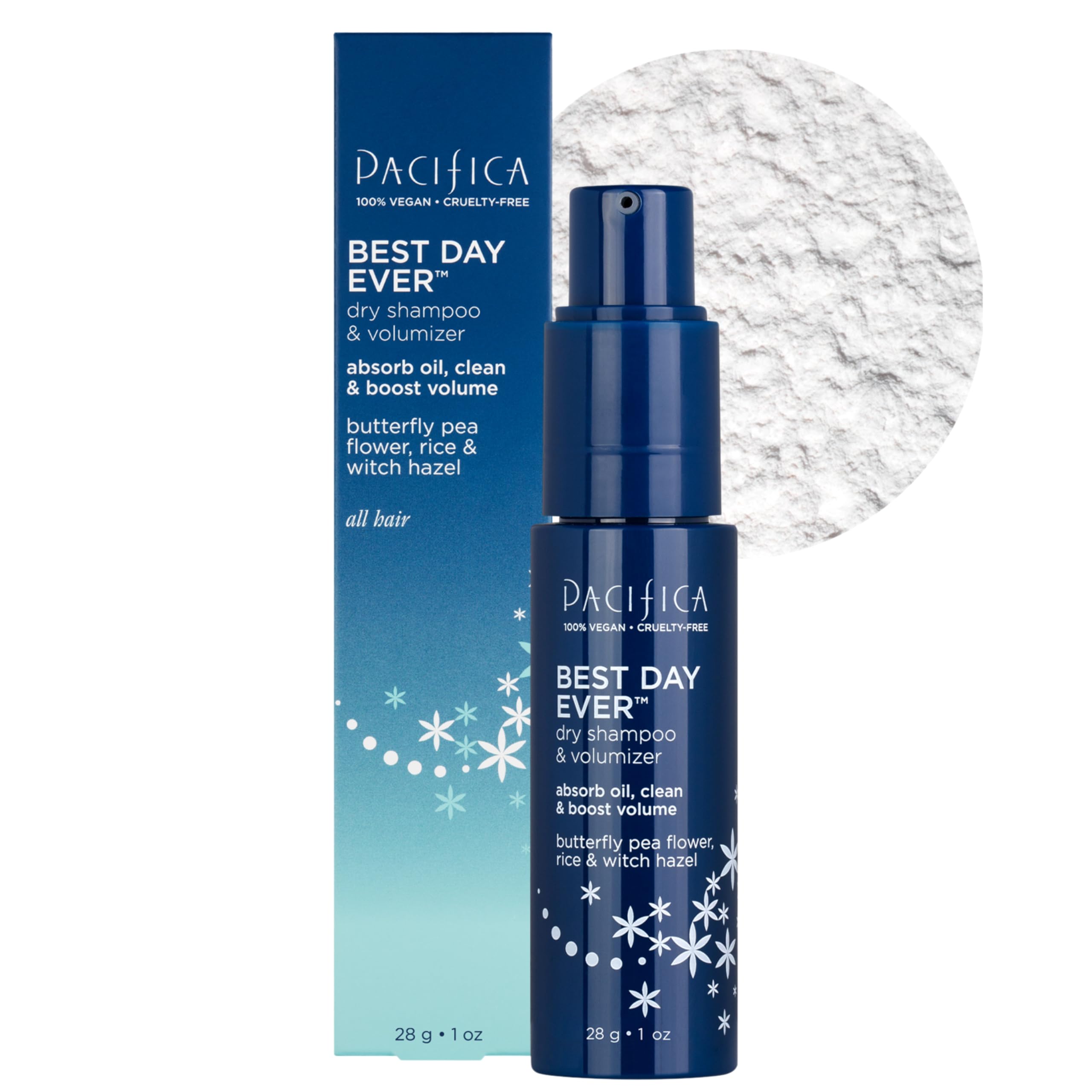 Photo 1 of Pacifica Dry Shampoo Powder - Best Day Ever Waterless Shampoo & Instant Volumizer - adds Texture, Refreshes & Absorbs Oil, Non-Aerosol for Women of All Hair Types Natural & Vegan Dermatologist Tested