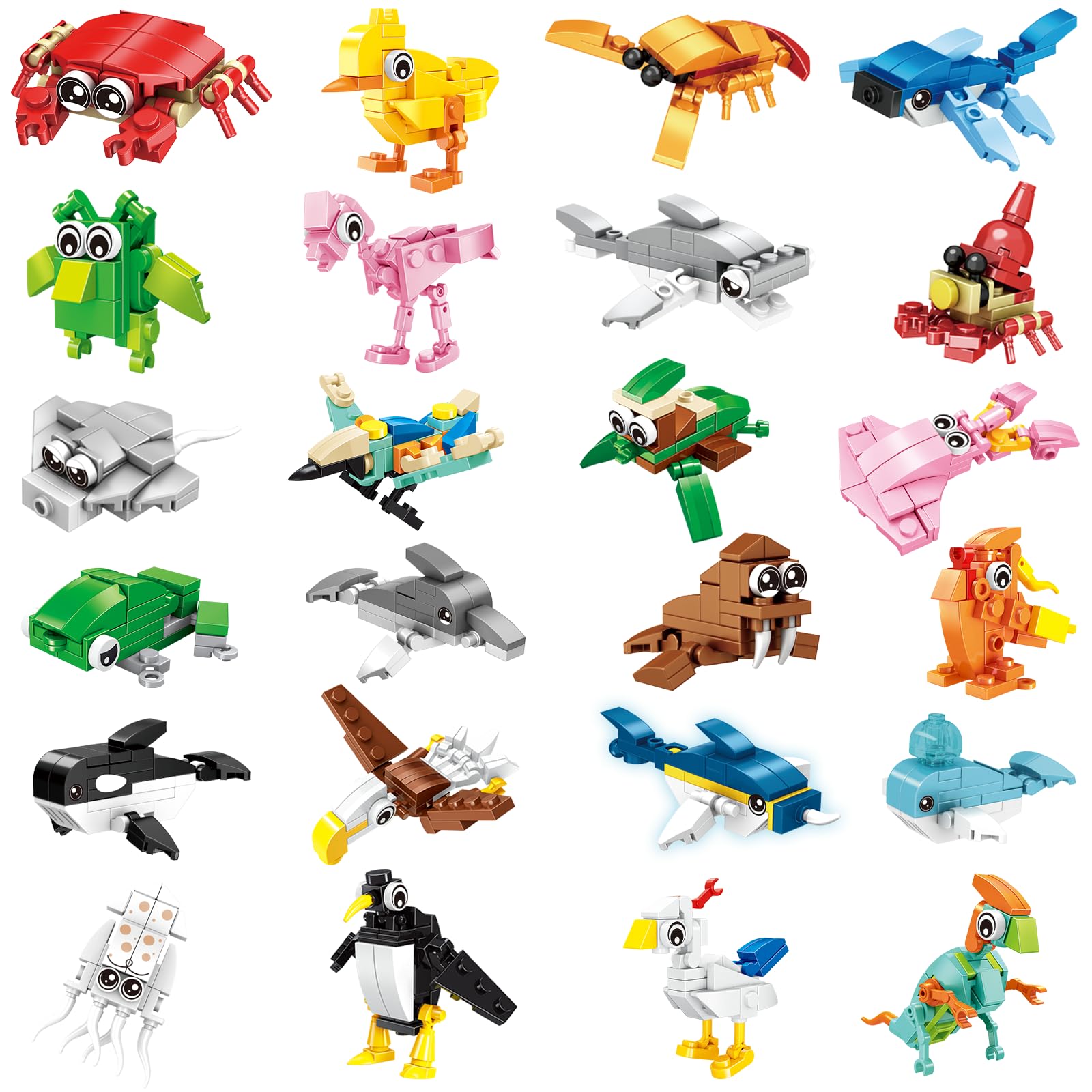 BRICHBROW Party Favors for Kids - 24 Pack Animals Building Blocks for Goodie Bags Stocking Stuffers Classroom Prizes Birthday Gifts Toy Building Sets for Kids 6-12yrs