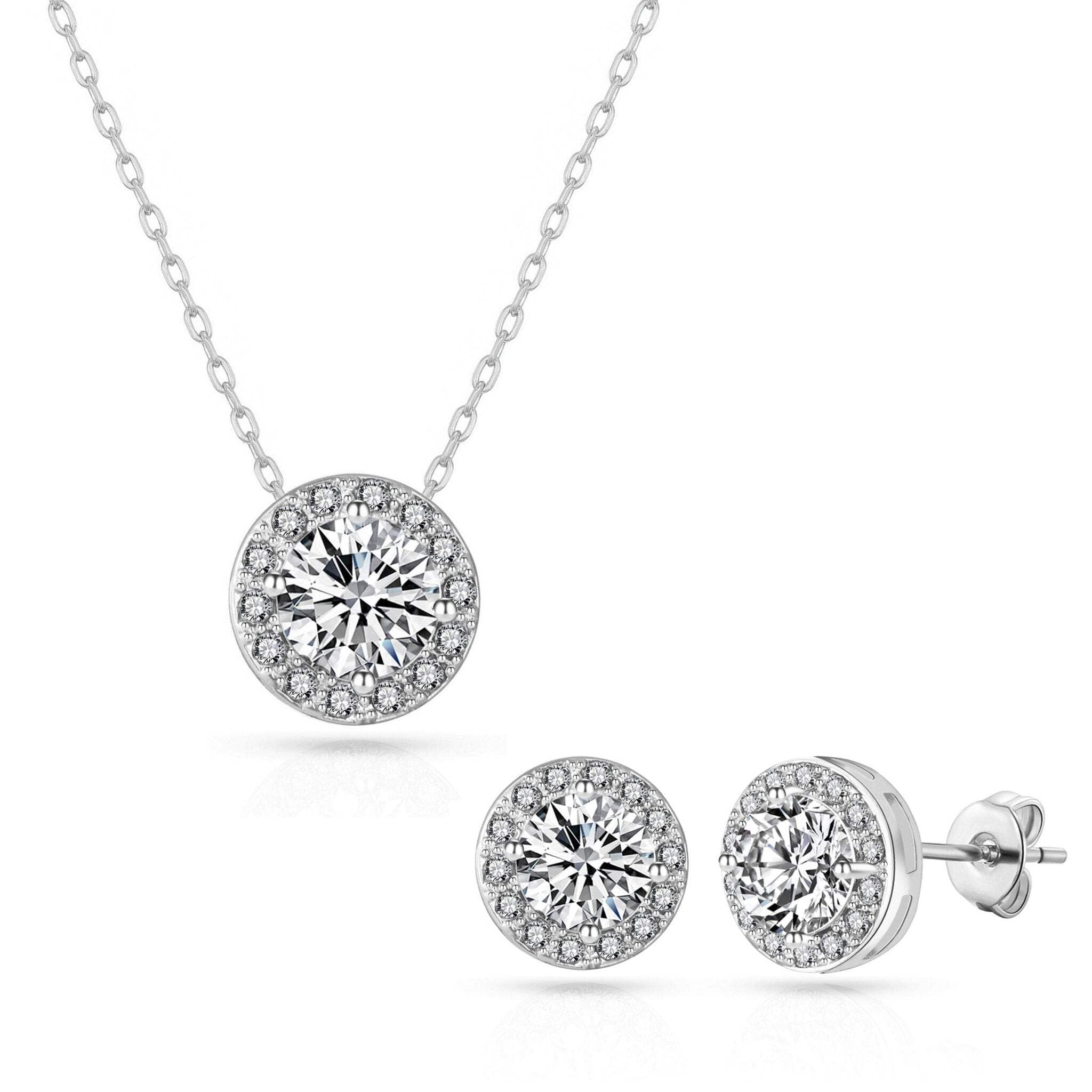 Philip Jones Halo Set Created with Zircondia® Crystals