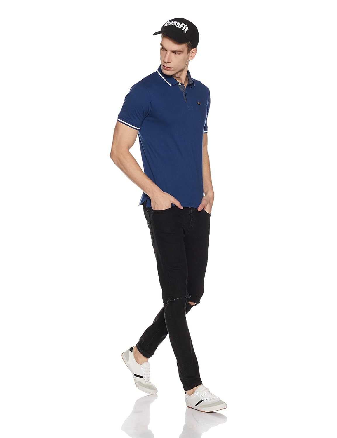 symbol amazon brand men's stylized cotton polo t-shirt