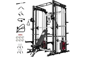 RitFit M1 Pro Smith Machine Package, All-in-One Power Cage with Weight Stack Set, Includes LAT Pulldown & Cable Crossover System for Home Gyme
