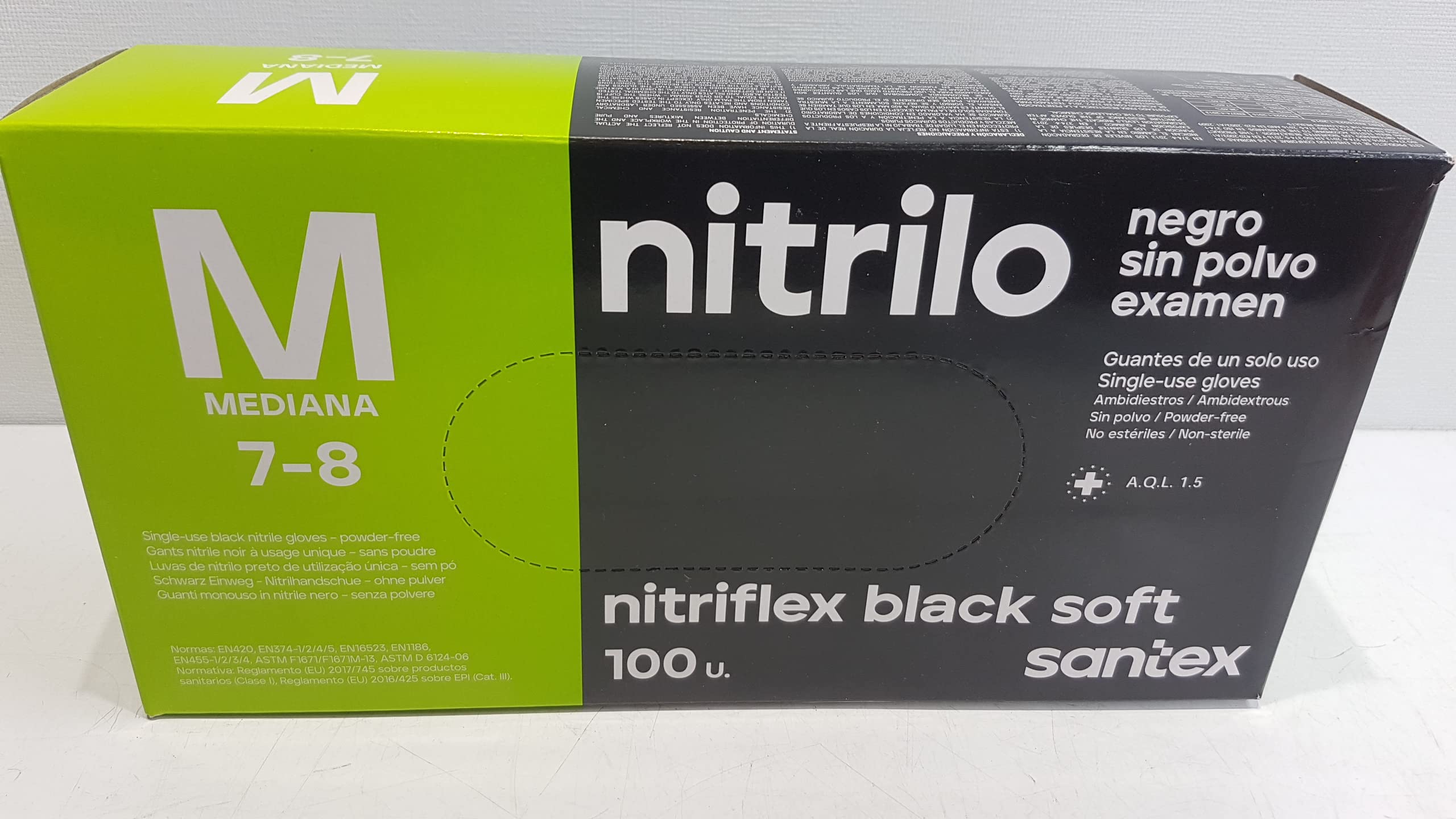 Black nitrile glove M 100 units SANTEX