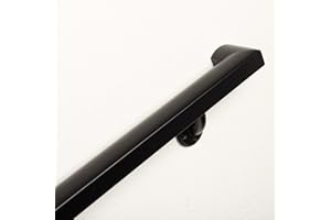 MERANTI HOME + GARDEN Complete Aluminum Handrail KIT - Wall Mount Brackets with Hardware, Indoor & Outdoor, Powder Coated, Comfortable Grip, Stronger ADA Design, Stylish Look (Black Textured, 4' Length)