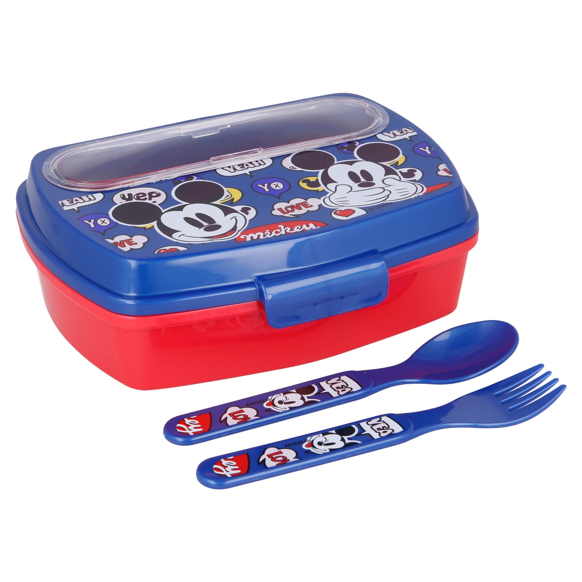 Stor 8412497501090Rectangular Sandwich Box with Cutlery, Mickey Mouse