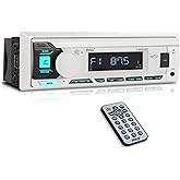 Pyle Marine Radio Single DIN Receiver – Bluetooth Wireless Streaming, AM/FM Tuner, USB/AUX MP3 Playback, Hands-Free Calling, 