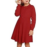 GRACE KARIN Girl Dress Long Sleeve Sweater Ruffle Button Front Knit Casual Fall Winter Dresses for Girls 5-12