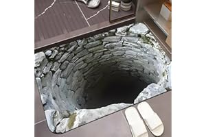 3D Illusion Bathroom Mat Non Slip Absorbent Floor Rug for Bathroom Entrance Toilet Decorative Mat Playful Visual Trick Compac