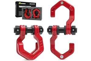 AUTORICH D Ring Separate Shackles, Heavy Duty 3/4" Shackles with 7/8" Pin, 57320lbs Break Strength, 4x4 Off-Road Recovery Towing Winch Shackles for Trucks, Red Red 2-Pack