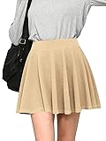 MBJ WB2382 Women's Casual Mini Flared Plain Pleated