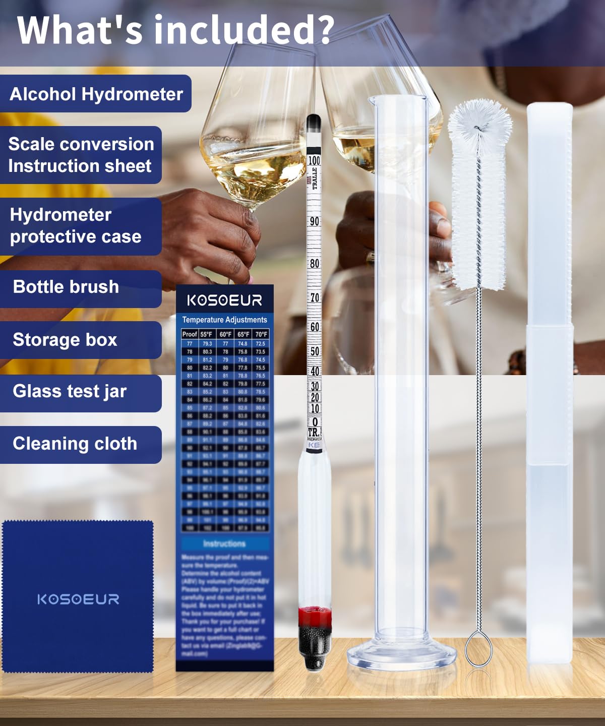 Hydrometer Alcohol Meter Kit, Hydrometer Alcohol 0200 Proof And Tralle, Alcohol Tester For