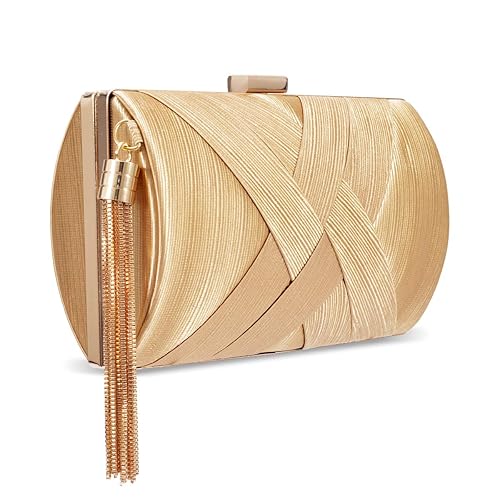Womens Evening Clutch Bag Designer Evening Handbag Hand Bag,Lady Party  Wedding Clutch Purse (Elegant Tassel-Gold) in Kuwait Whizz Evening Bags