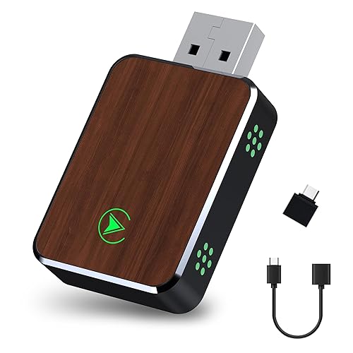 Wireless CarPlay Adapter for iPhone,2025 Upgraded,Plug&Play Easy Setup Apple Carplay Adapter UK Convert Wired to Wireless Apple CarPlay Dongle iOS 12+ & 800+ Cars, USB-C Adapters Included (Brown)