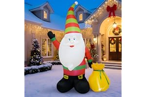 DROFELY Christmas Inflatables 6FT Christmas Hat Goblin Blow up Decoration with LED Light Indoor Outdoor Graden Yard Lawn Party Holiday Decor