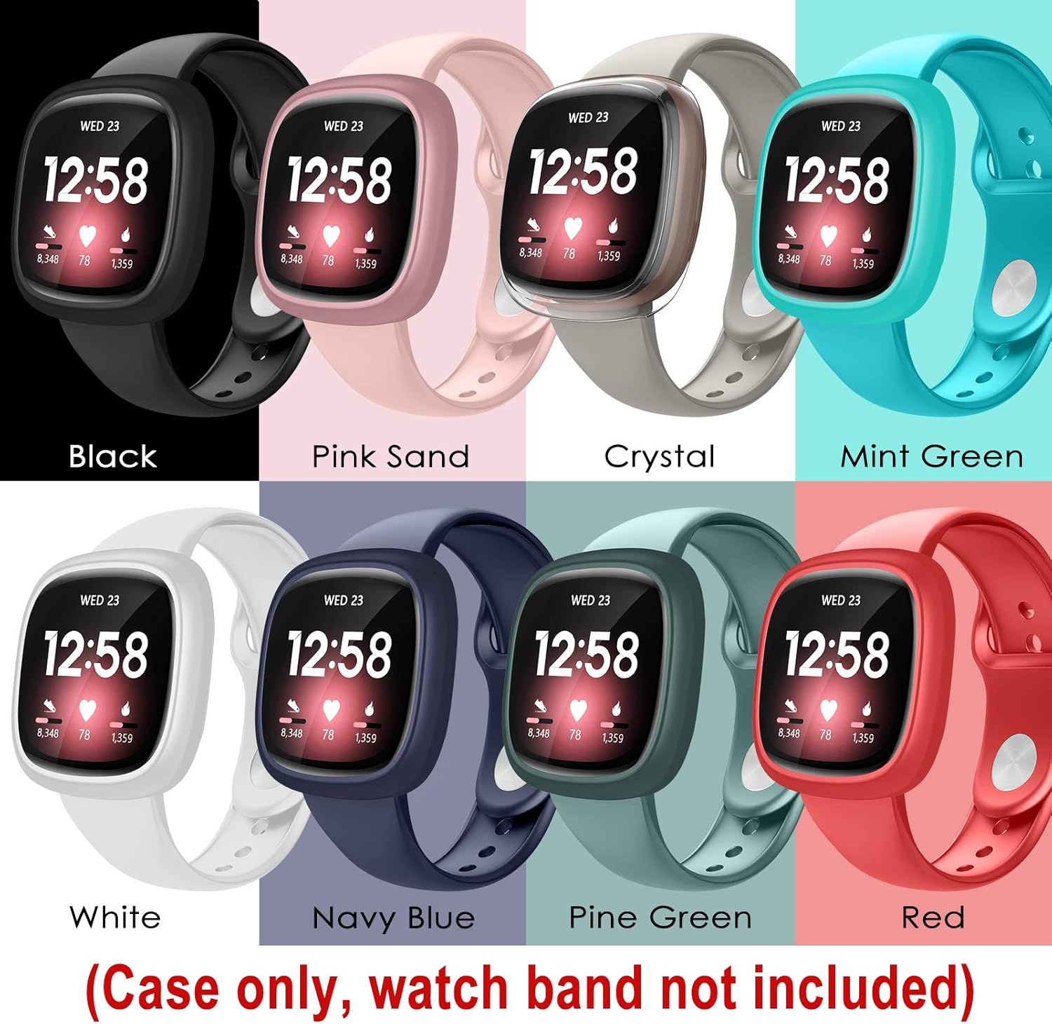 (8 Pack)For Fitbit Sense/Fitbit Versa 3 Slim Hard Protective Bumper