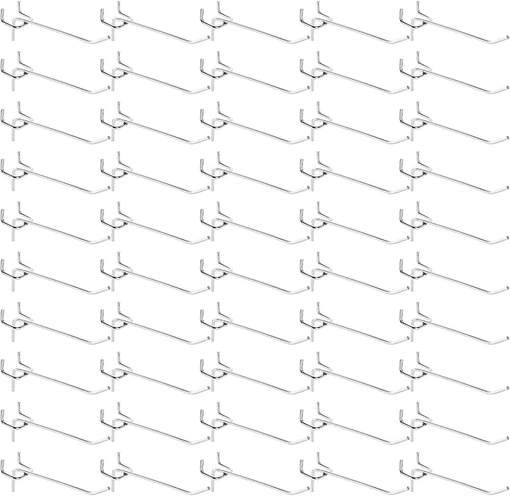 AHUNTTER 80PCS 10cm Metal Pegboard Hooks Heavy Duty Wall Display Silver