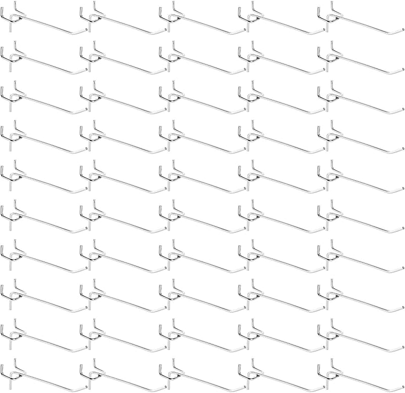 AHUNTTER 80PCS 10cm Metal Pegboard Hooks Heavy Duty Wall Display Silver