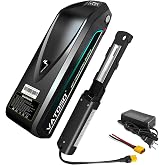 VATOSO 48V Lithium Ebike Battery 13Ah/20Ah, 30A BMS, for 100-1500W Electric Bicycles &amp; Motorcycles, Includes 2A Charger XT60 Connector,Base and Safe Lock (48V13AH)