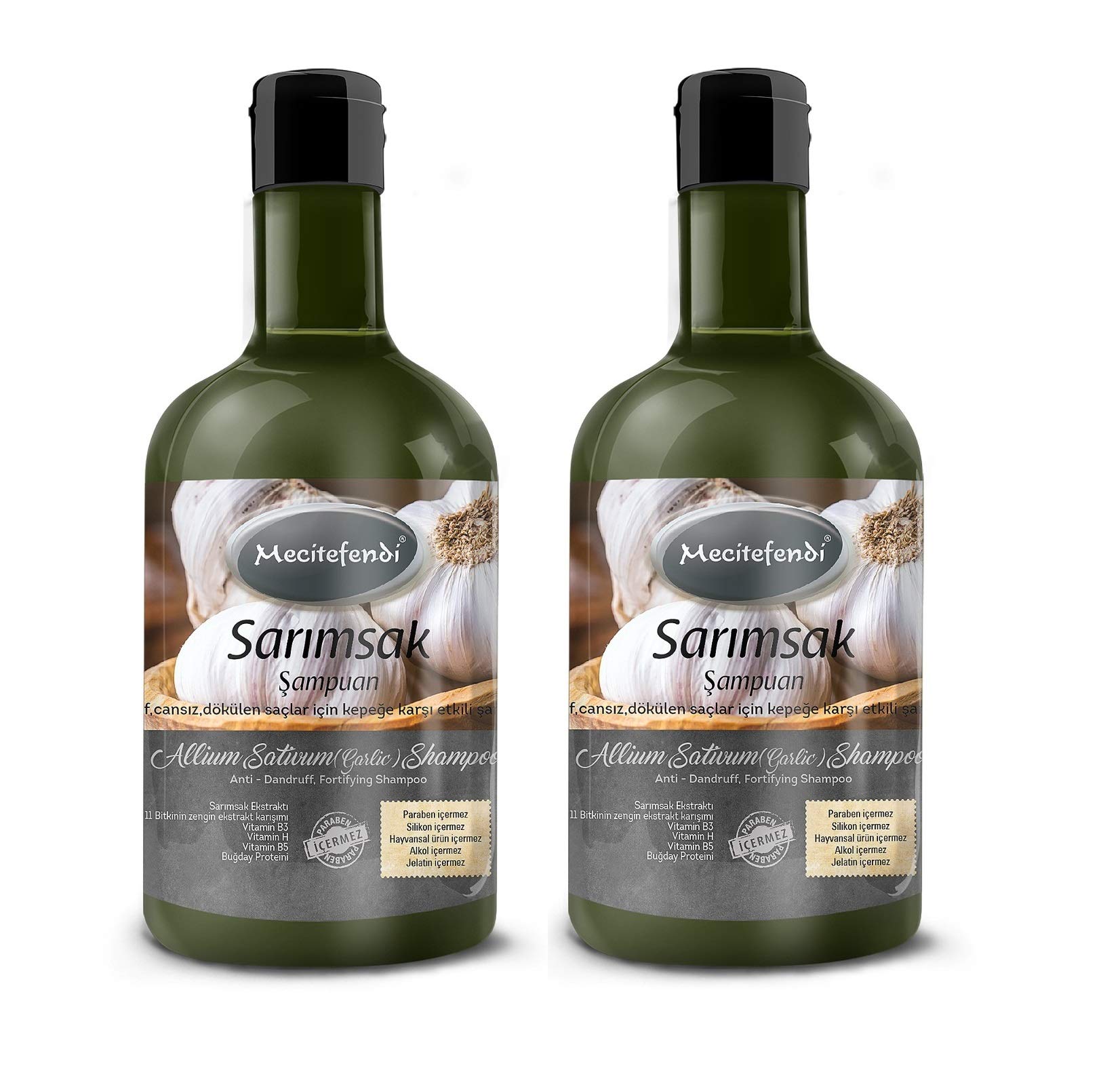 MecitefendiGarlic Shampoo, 800.0 milliliters (Pack of 2), Reduces hair loss, For fine hair, Anti-dandruff, Garlic scent, Wheat Protein, Germany