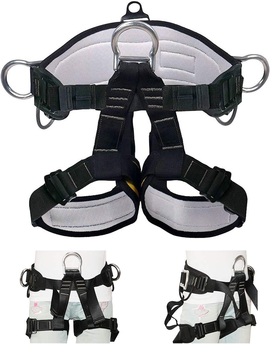 HEEJO Thicken Climbing Harness, Professional Mountaineering Safety Harness/Belt with Magnesium Alloy Connection Ring, Widen Harness for Rock Climbing Outward Bound SRT Fire Rescuing Large Size : Sports & Outdoors