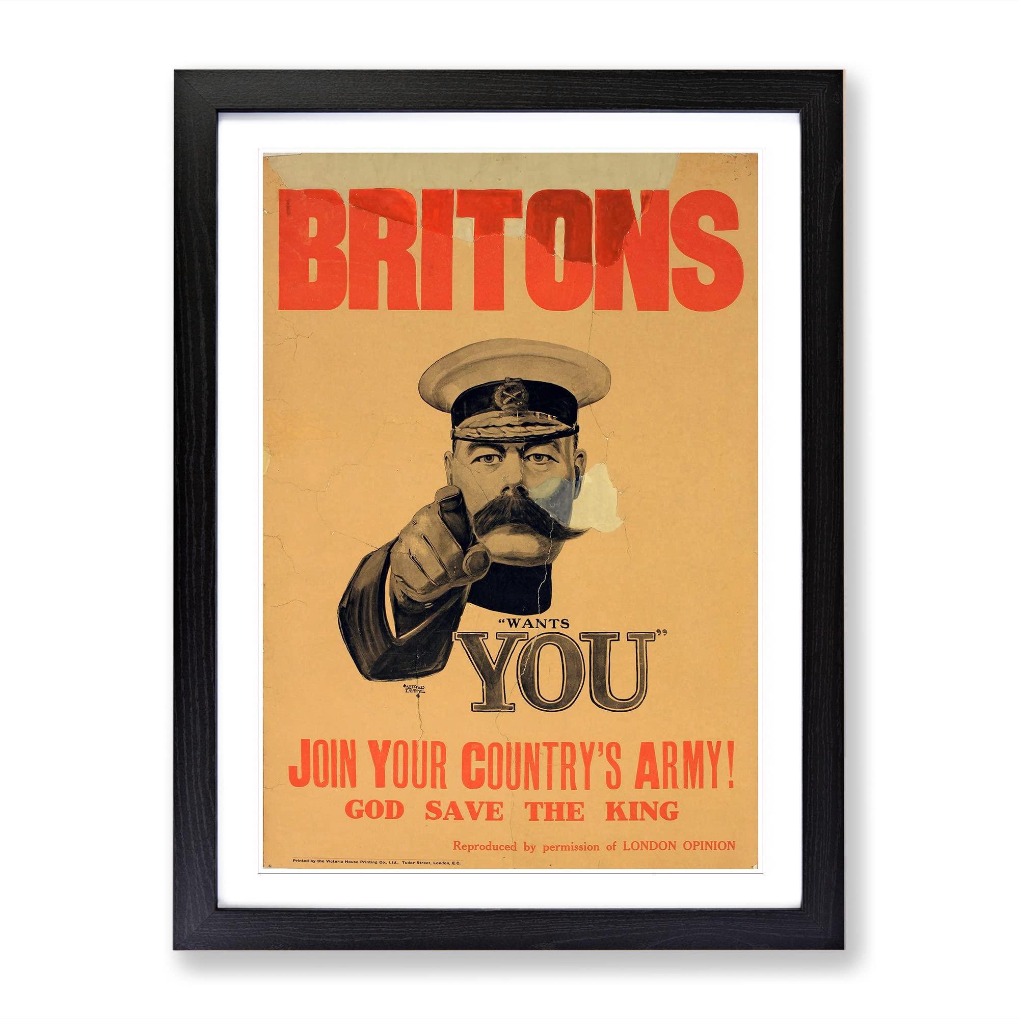 World War Ii Kitchener Wants You Poster Vintage Framed Wall Art Print, Ready to Hang Picture for Living Room Bedroom Home Office Décor, Black A4 (34 x 25 cm)