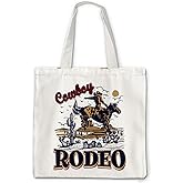 OTOUO Western Cowboy Tote Bag - Retro Western Rodeo Cowboy Canvas Tote Bag, Vintage Western Cowboys Cowgirl Gifts for Women Men